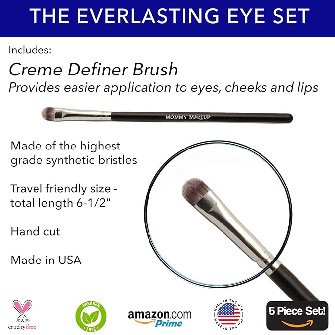 The Everlasting Eye 5 Piece Waterproof Makeup Set. Gel Eyeliner, Creme Eyeshadow, 2 brushes and Mesh Bag. Paraben-free, Talc-free, Cruelty-free. Duchess/Black Orchid 1708-Velvo Beauty