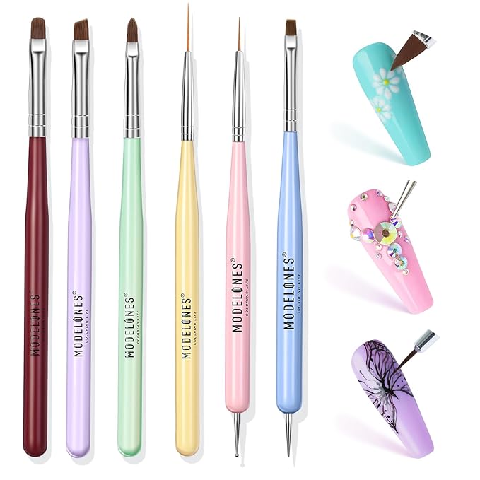 Modelones Nail Art Brushes Set, Nail Brush kit Gel Polish, Extension Gel, Liner, Carving, Apex Building, Dotting Pens Professional Tools for Drawing Painting 3D Design Salon & DIY Use-Velvo Beauty