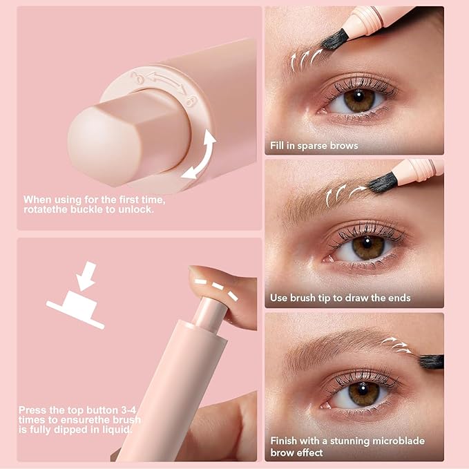 Eyebrow Pen with Hair-Like Strokes, Microblading Eyebrow Pen, Angled Brow Tint Brush for Eyebrows, Smudge Proof, Long Lasting, Easy to Color, Soft Black-Velvo Beauty