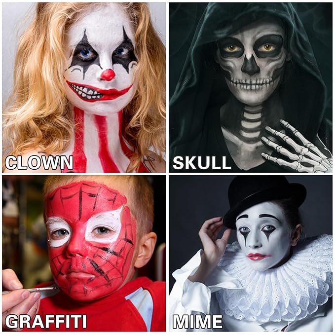 3 PCS Black White Red Face Body Paint Halloween Special Effects Makeup Kit Oil Based Cream Face Paint Kit for Cosplay Party Clown Zombie Stage Sfx Makeup-Velvo Beauty