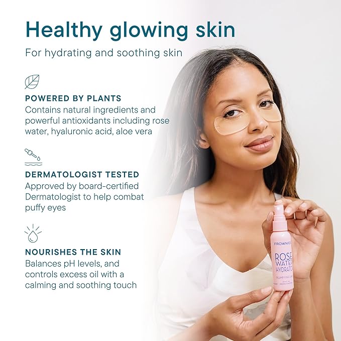 Frownies Rose Water Hydrator Spray - Hydrating Face Mist - Oil Control Toner for Face - Suitable for All Ages and Skin Types, 2oz-Velvo Beauty