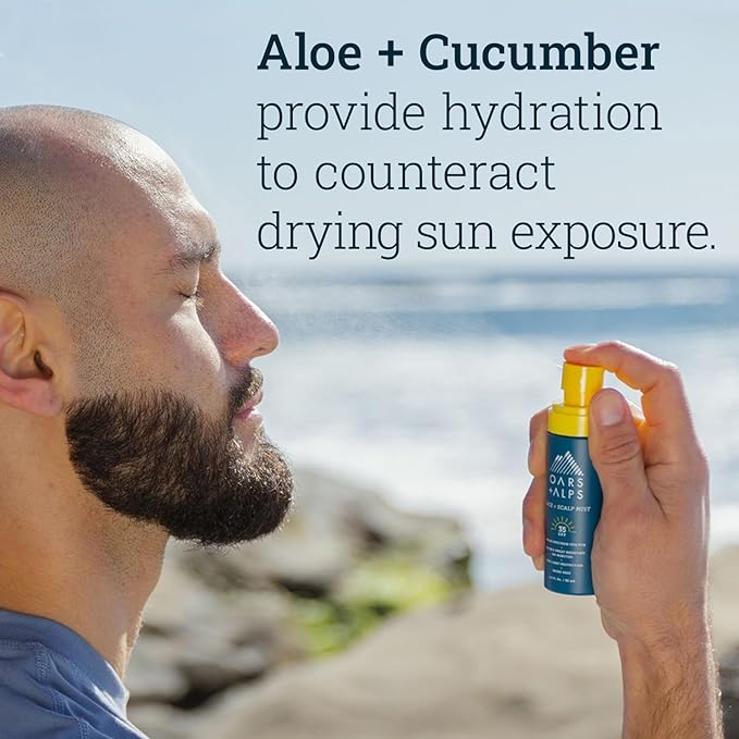 Oars + Alps Face & Scalp Sunscreen Spray Mist, SPF 35 Facial & Hair Sunscreen, Protects from Blue Light, Incfused with Aloe Vera + Cucumber, Water & Sweat Resistant, Summer Splash Scent, 2pk-Velvo Beauty