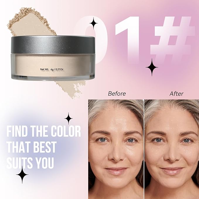 Loose Face Powder Glitter Setting Powder Matte Finishing Powder Shine,Long-lasting,Lightweight,Sets Foundation Makeup-Velvo Beauty