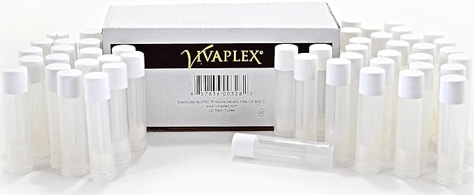 Vivaplex 50, Clear, Empty, 5.5 ml Lip Balm Tubes with White Caps-Velvo Beauty