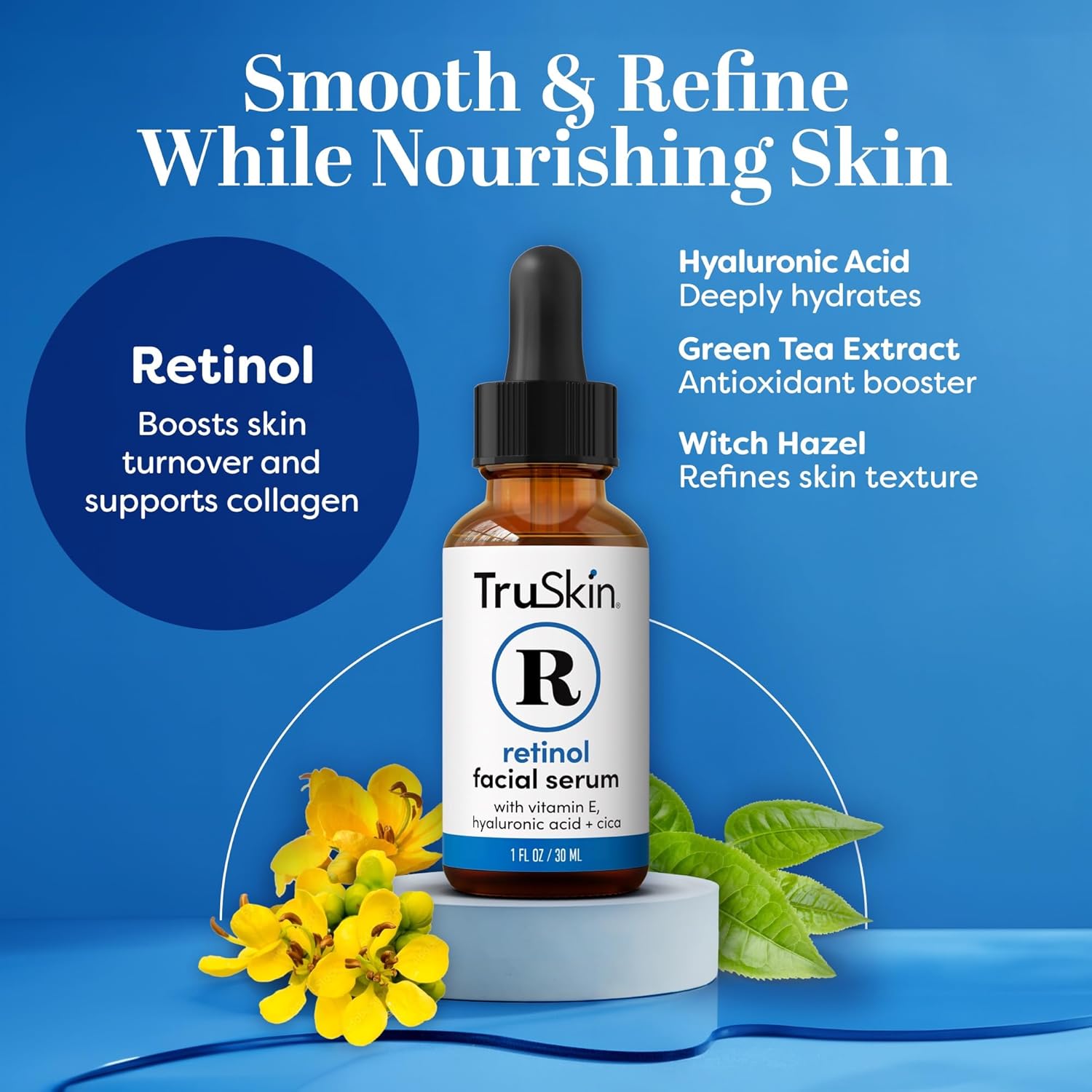 TruSkin Retinol Serum for Face – Gentle Anti-Aging Serum with Retinol, Hyaluronic Acid, and Vitamin E for a More Youthful Feel – Skin Care Made to Improve Look of Fine Lines, Wrinkles, 1 fl oz-Velvo Beauty