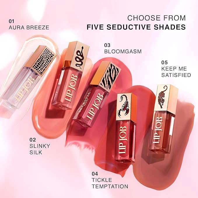 Lip Plumper Gloss Lip Job - Plumping Lip Gloss with Glossy Finish - Lip Pump Gloss with Hydrating & Smoothing Formula - 0.14 Fl Oz (Slinky Silk)-Velvo Beauty