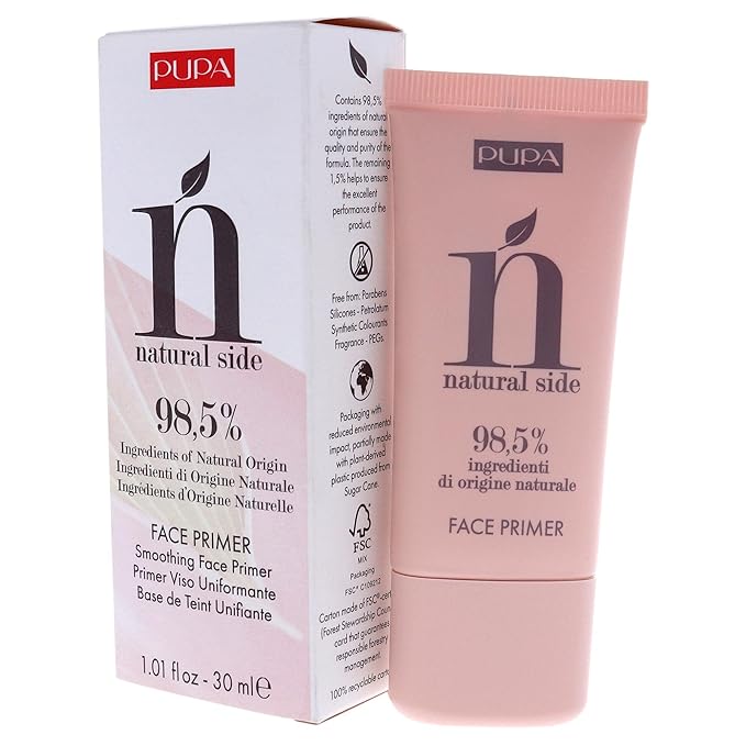 PUPA Milano Natural Side Face Primer - Smoothing Makeup Base For Face - Contains Natural Ingredients - To Nourish And Perfect The Skin - Creates A Perfect Canvas For Any Face Products - 1.01 Oz-Velvo Beauty