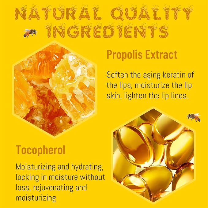 2PCS Bee Lip Balm Honey Pot, Honey Pot Lip Balm for Dry Cracked Lips, Strawberry Lip Balm Scrubs Exfoliator & Moisturizer, Hydrating Lip Balm Honey Pot with Wand, Lip Sleeping Mask (A)-Velvo Beauty
