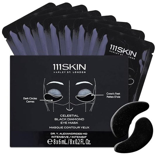 111SKIN Black Diamond Eye Mask, Hydrating Under Eye Patches for Dark Circles with Retinol, Hyaluronic Acid & Niacinamide, Helps Lift & Firm the Appearance of Fine Lines & Undereye Area, 8 Pairs-Velvo Beauty