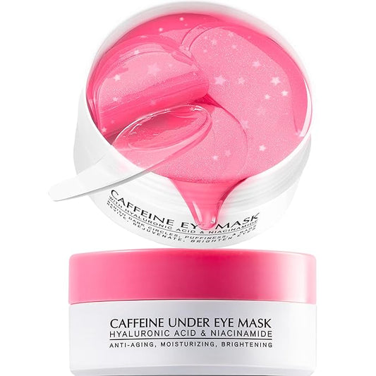 Under Eye Patches for Dark Circles: Caffeine Gel Masks for Puffiness Undereye Bags Wrinkles - Instant Brightening Moisturizing Skin Treatment Pads - Gift for Mom Traveler Night Worker, 30 Pairs (Pink)-Velvo Beauty