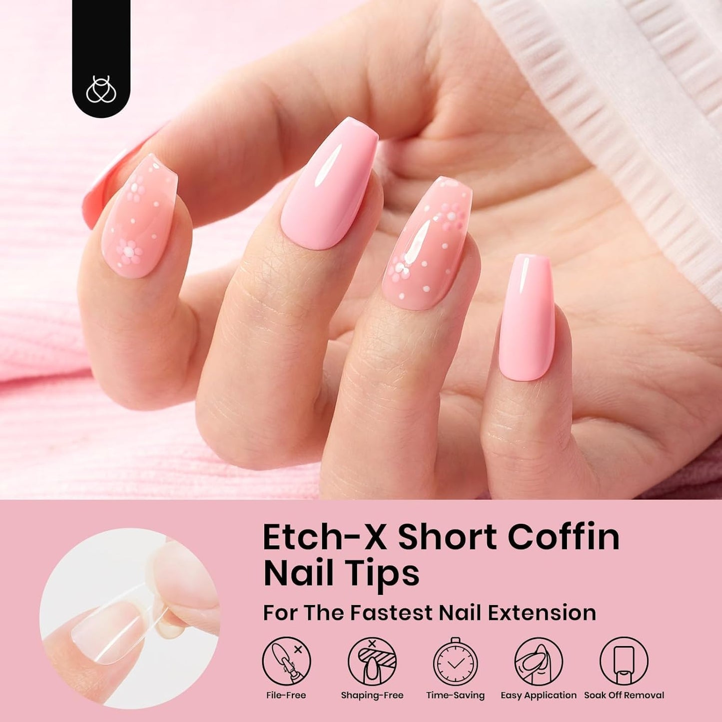 Beetles Short Coffin Nail Tips 576 PCS Half Matte Pre-shape Short Coffin Fake Nails 12 Sizes Full Cover Acrylic False Nails Nail Extension DIY Manicure Gifts for Women-Velvo Beauty