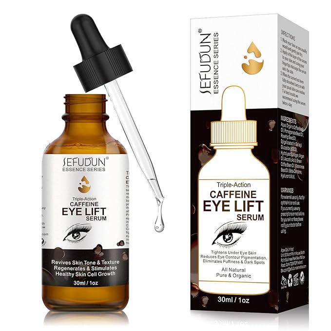 Caffeine Eye Serum, Eye Lift Serum with Vitamin C, Hyaluronic Acid, Collagen - Reduces Puffiness, Dark Circles, Under Eye Bags 1 oz / 30 ml-Velvo Beauty