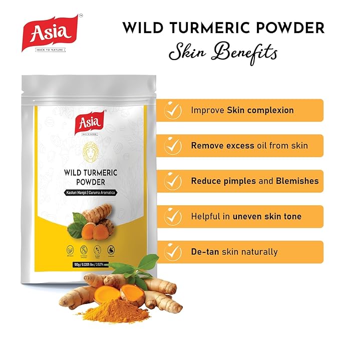 Asia Wild turmeric Powder by Asia | 100g /3.5 Oz | Kasturi Manjal | Curcuma Aromatica |100% Natural – Nothing external added | Preparing Turmeric Face Mask | For Face Packs & Face Mask-Velvo Beauty