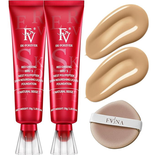 FV Waterproof Foundation, Lightweight & Medium Coverage Foundation with Matte Finish, Oil Control Long Lasting Liquid Foundation Makeup for Oily Normal Skin (Natural Beige)-Velvo Beauty