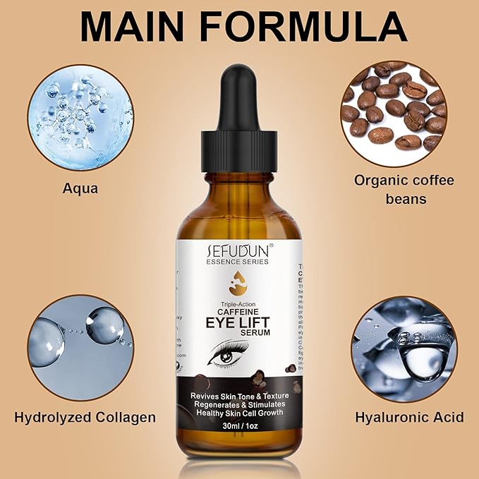 Dark Circles Under Eye Treatment for Women Caffeine Serum Circles, Puffiness, Bags, Anti Aging Reduces Wrinkles and Fine Line, 100% Pure Coffee Oil - 1 oz / 30 ml, 1 Fl Oz (Pack of 1)-Velvo Beauty