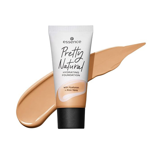 essence Pretty Natural Hydrating Foundation Make Up with Hyaluronic + Aloe Vera, No. 040 Neutral Vanilla, Nude Moisturising, Radiantly Fresh, Matte, Vegan, Oil-Free, Alcohol-Free (30 ml)-Velvo Beauty