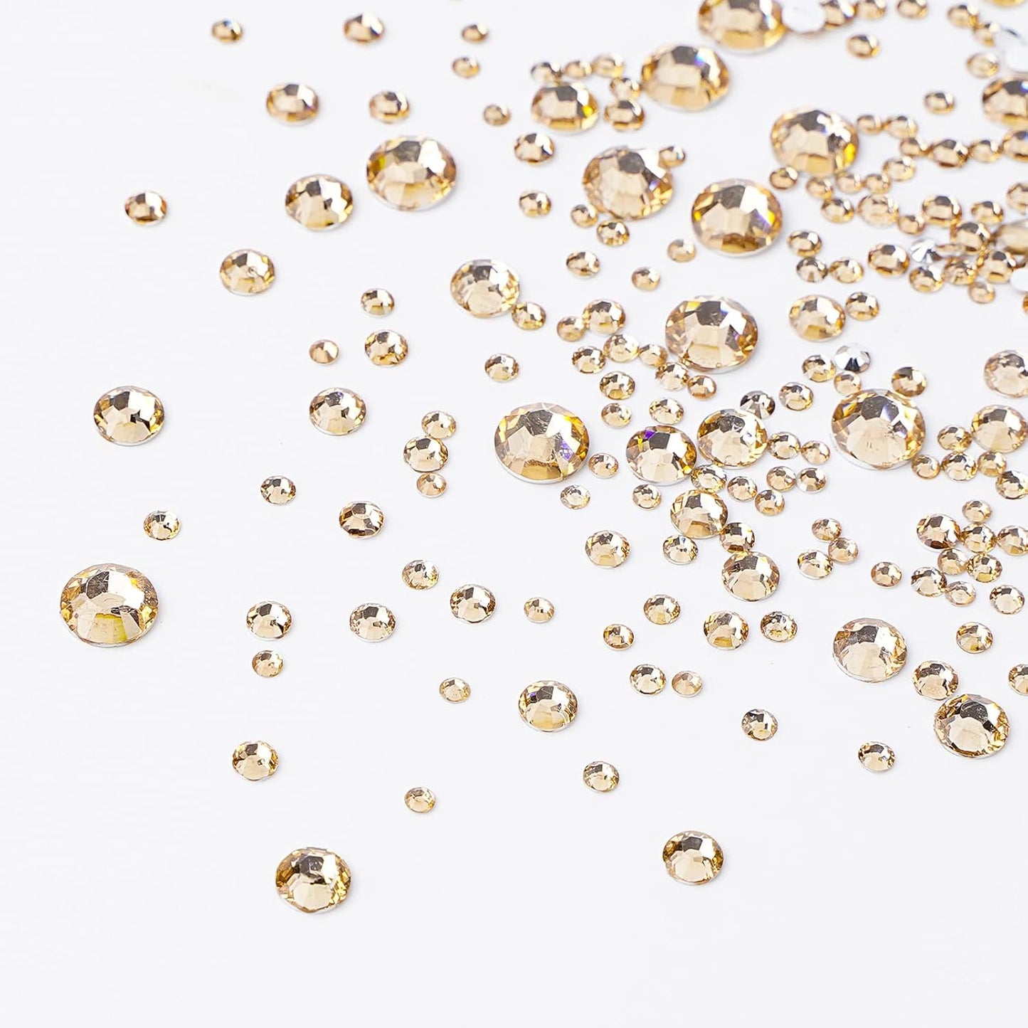 Canvalite 2784Pcs Champagne Rhinestones Flat Back Gems, Nail Rhinestones Gems with Jewelry Glues Pick Up Tweezers and Rhinestone Picker Dotting Pen, Nail Art Tools for Nails, Clothes, Face, Craft-Velvo Beauty