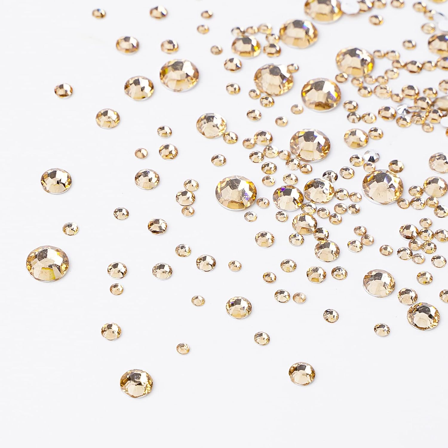 Canvalite 2784Pcs Champagne Rhinestones Flat Back Gems, Nail Rhinestones Gems with Jewelry Glues Pick Up Tweezers and Rhinestone Picker Dotting Pen, Nail Art Tools for Nails, Clothes, Face, Craft-Velvo Beauty