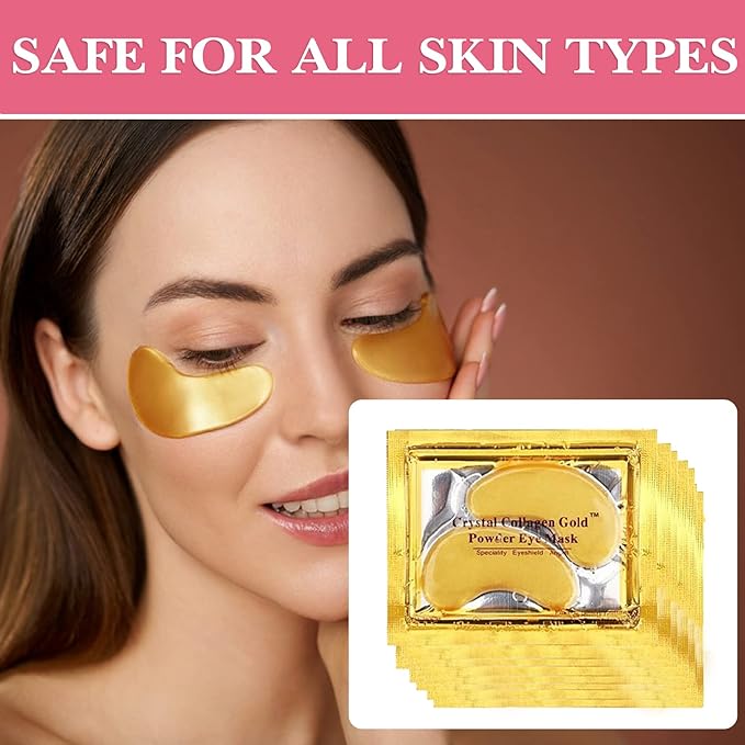 30 Pairs 24K Gold Under Eye Mask,Moisturising Under Eye Patches for Women,Crystal Collagen Eye Gel Pads for Reducing Fine Lines,Puffy Eyes and Dark Circles Under Eye Bags Treatments(Gold)-Velvo Beauty