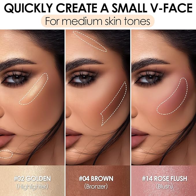 FOCALLURE 3 Pcs Cream Contour Sticks,Shades with Highlighter & Bronzer & Blush,Non-greasy Long-wear Face Contouring Pen,Easy to Sculpt the Face and Create a Lightweight Finishing Makeup,NEUTRAL-Velvo Beauty