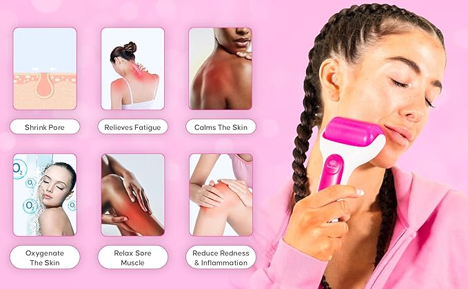 Skincare Ice Roller- Premium Facial & Eye Massage Roller with Freezer Case for Extended Cooling, Pain & Shingles Relief, Reduce Puffiness & Redness, Lymphatic Drainage, & Sun Relief-Velvo Beauty