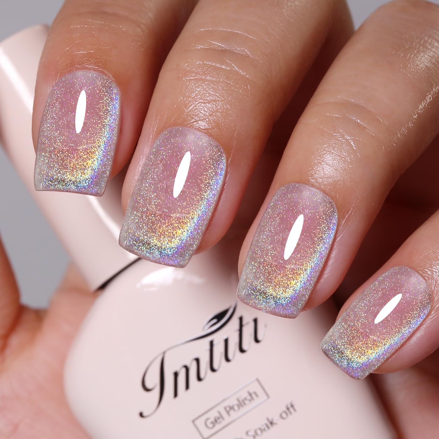 Imtiti Cat Eye Gel Nail Polish, Rainbow Holographic Magnetic Nail Gel Polish With Magnet Glittery Iridescent Galaxy Spring Summer Kit Soak Off UV Led 10ML-Velvo Beauty