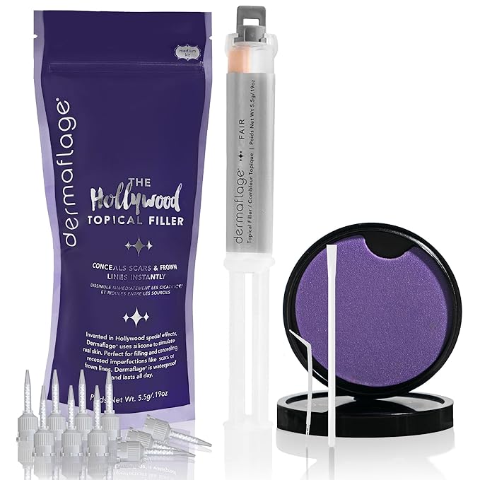 Dermaflage Scar Filler Kit - Medium - Deep Scar Cover and Waterproof Concealer for Acne Scars Wrinkles, and Ice Pick Scars Makeup, 1 mo supply-Velvo Beauty