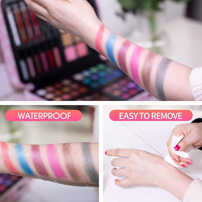 Hot Sugar Makeup Kit for Teenager Girls 10-12, All in One Beginner Makeup Kit for Women Full Kit, Teen makeup kit Cosmetic Gift Set on Birthday Christmas (PINK DAISY)-Velvo Beauty