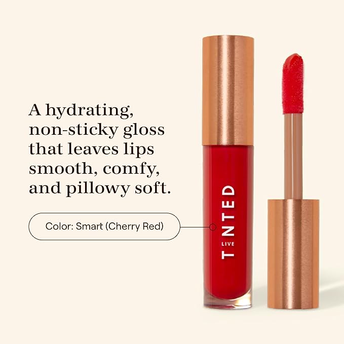 Live Tinted Huegloss High-Shine Lip Gloss - Hydrating, Non-Sticky, Moisturizing Lip Gloss with Hyaluronic Acid, Coconut Oil, and Shea Butter For a Soft Barrier & Seals in Moisture - Cherry Red-Velvo Beauty