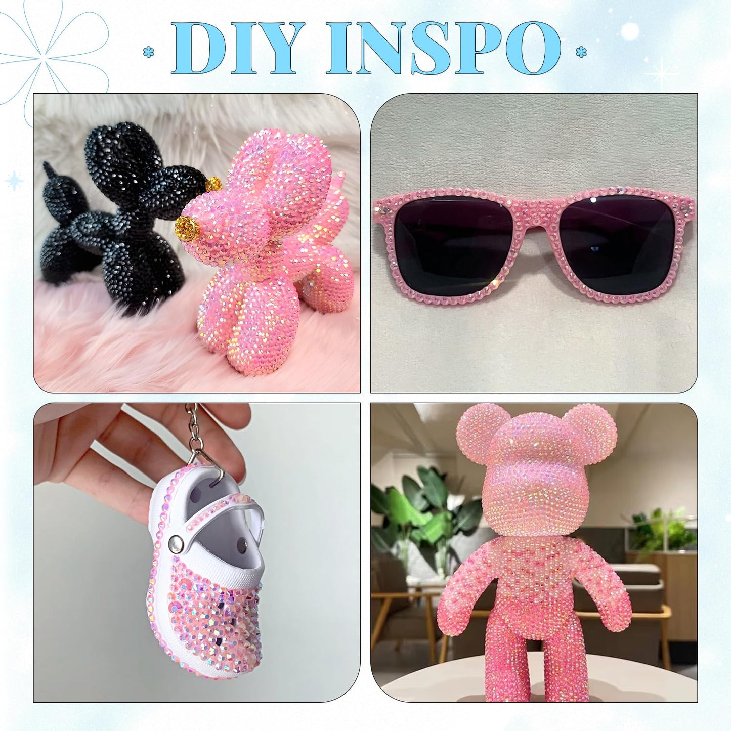 6000Pcs Resin Rhinestones for Bedazzling with 3Pcs B7000 Jewelry Glue, 1 Box Light Pink AB Flatback Rhinestones for Crafting Crafts DIY, Crystals Gems for Clothing Shoes Tumblers Nail Art Makeup-Velvo Beauty