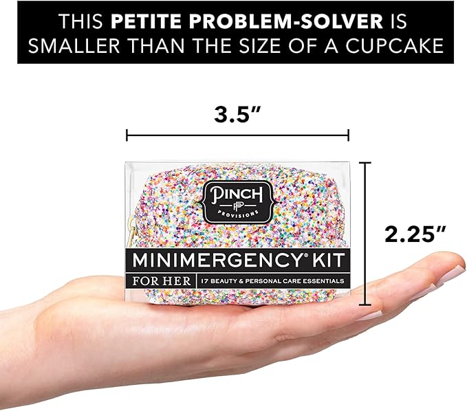 Pinch Provisions Funfetti Minimergency Kit, includes 17 Travel-Sized Cosmetic Essentials, Convenient for Purses, Emergency Beauty Accessories, Gifts for Holiday’s & Birthday’s-Velvo Beauty