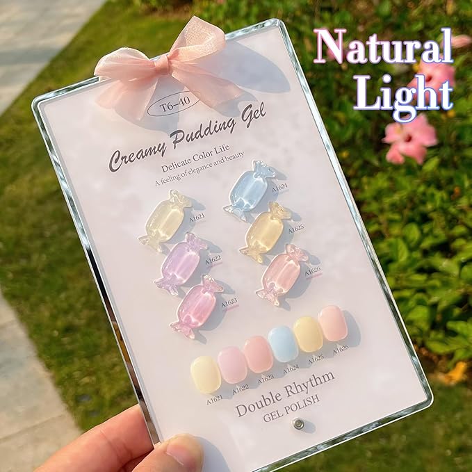 Double Rhythm 6 Pcs 15 ML Gel Polish Set Same Color Same Bottle Soak Off Gel Polish Kit Nail Art Manicure Salon DIY at Home for Women (Jelly Blue Purple Nude Pink-T6-40)-Velvo Beauty