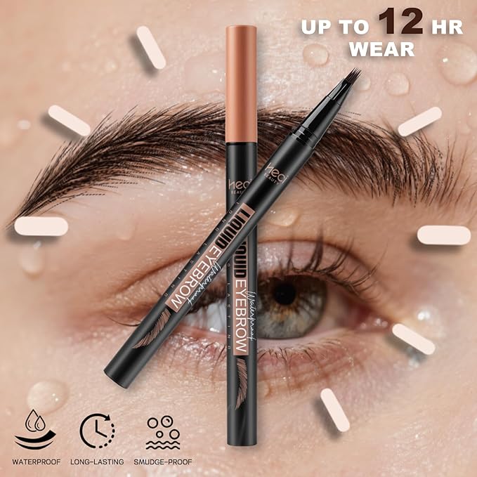 Eyebrow Pen, Angled Brow Brush,Eyebrow Pencils for Women,Natural Brow Pen,Hair-Like Strokes, 24hrs Long-Lasting,Waterproof, Smudge-Proof,Easy to Use, Multiple Uses,Gifts for Her,Chocolate-Velvo Beauty