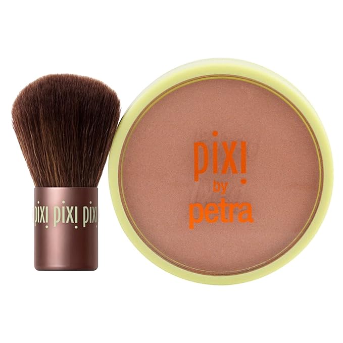 Pixi Beauty Bronzer + Kabuki | Hydrating, Silky Bronzing Powder with Included Brush | Perfectly Pigmented & Long-Wearing Bronzer | For Natural Warmth & Luminosity | Subtly Suntouched | 0.4 oz/10.2 g-Velvo Beauty