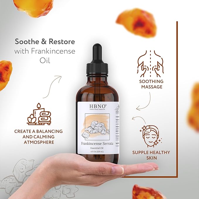 HBNO California Bottled Frankincense Essential Oil (Serrata) 4 fl oz (120ml) - Natural & Premium Grade Frankincense Oil Essential Oil,-Velvo Beauty
