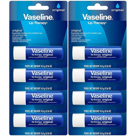 Vaseline Lip Therapy Original, Fast-Acting Lip Moisturizer For Very Dry Lips, Lip Balm Stick, 0.16 Oz Ea (Pack of 8)-Velvo Beauty