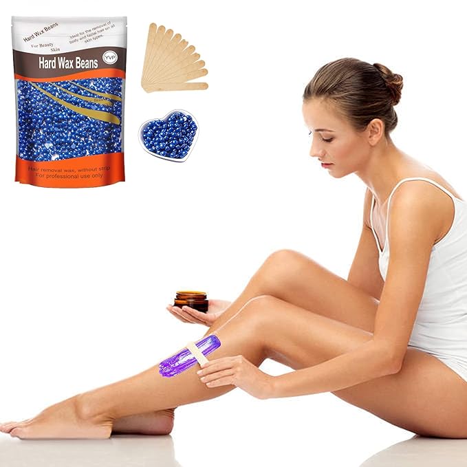 Hard Wax Beads for Hair Removal, Yovanpur Wax Beads for Sensitive Skin, Har Wax Beans for Coarse Hair, Waxing beads for Face, Eyebrow, Body, Bikini, Brazilian At Home 300g (10 Oz)/bag (Blue)-Velvo Beauty