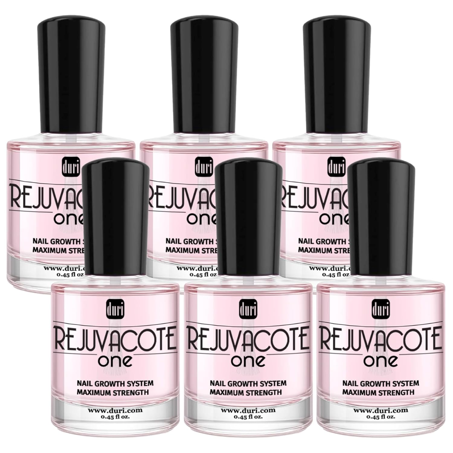 duri Rejuvacote 1 Original Maximum Strength Nail Growth System Base, Top Coat - Nails Hardening, Repair, Chipping, Strengthen, Breaking and Brittle Treatment (Pack of 6)-Velvo Beauty