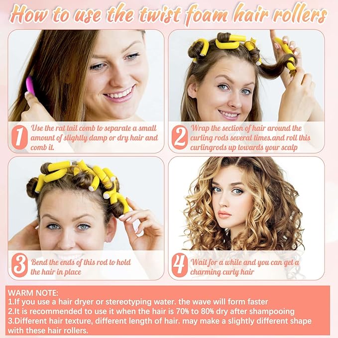 30Pcs 9.45" Flexible Curling Rods No Heat Hair Rollers Curlers with 3 Sizes Foam Curlers Hair Rods for Short and Long Hair-Velvo Beauty