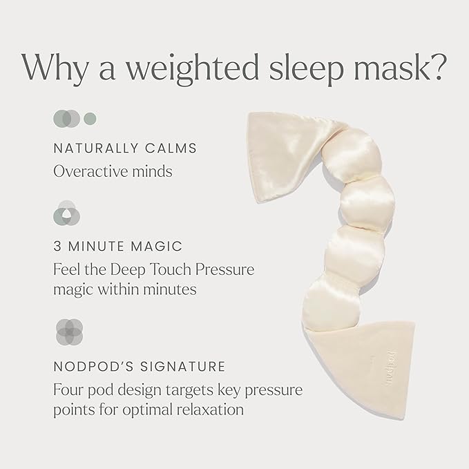 Nodpod Gentle Pressure Silk Sleep Mask | Patented Light Blocking Design for Sleeping, Travel & Relaxation | Bead Filled, Machine Washable (Pearl)-Velvo Beauty