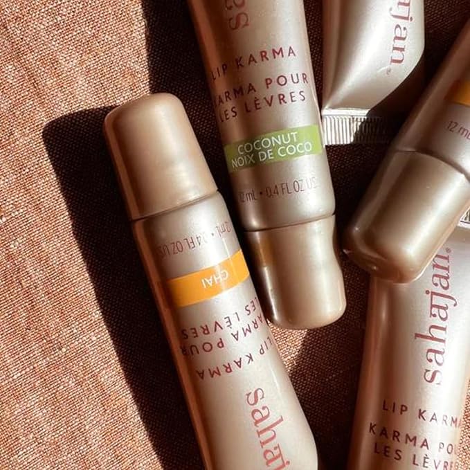 Sahajan Lip Karma Hydrating Lip Balm Gloss with Castor & Argan Oil, Cera Alba, Moisturizes & Firms Chapped, Dry Lips Shine for Plumper Looking Lips (Coconut)-Velvo Beauty