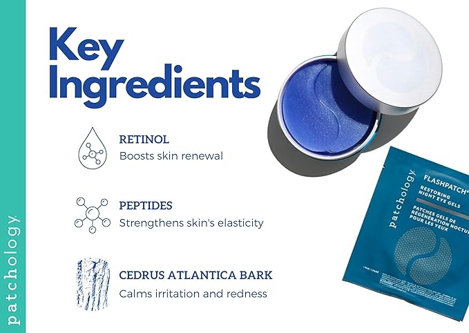 Patchology Restoring Night Eye Gels - Under Eye Patches For Dark Circles and Puffy Eyes Care - Anti Aging Under Eye Masks with Retinol - Eye Bags, Puffiness & Wrinkles Reducer (30 Pairs)-Velvo Beauty