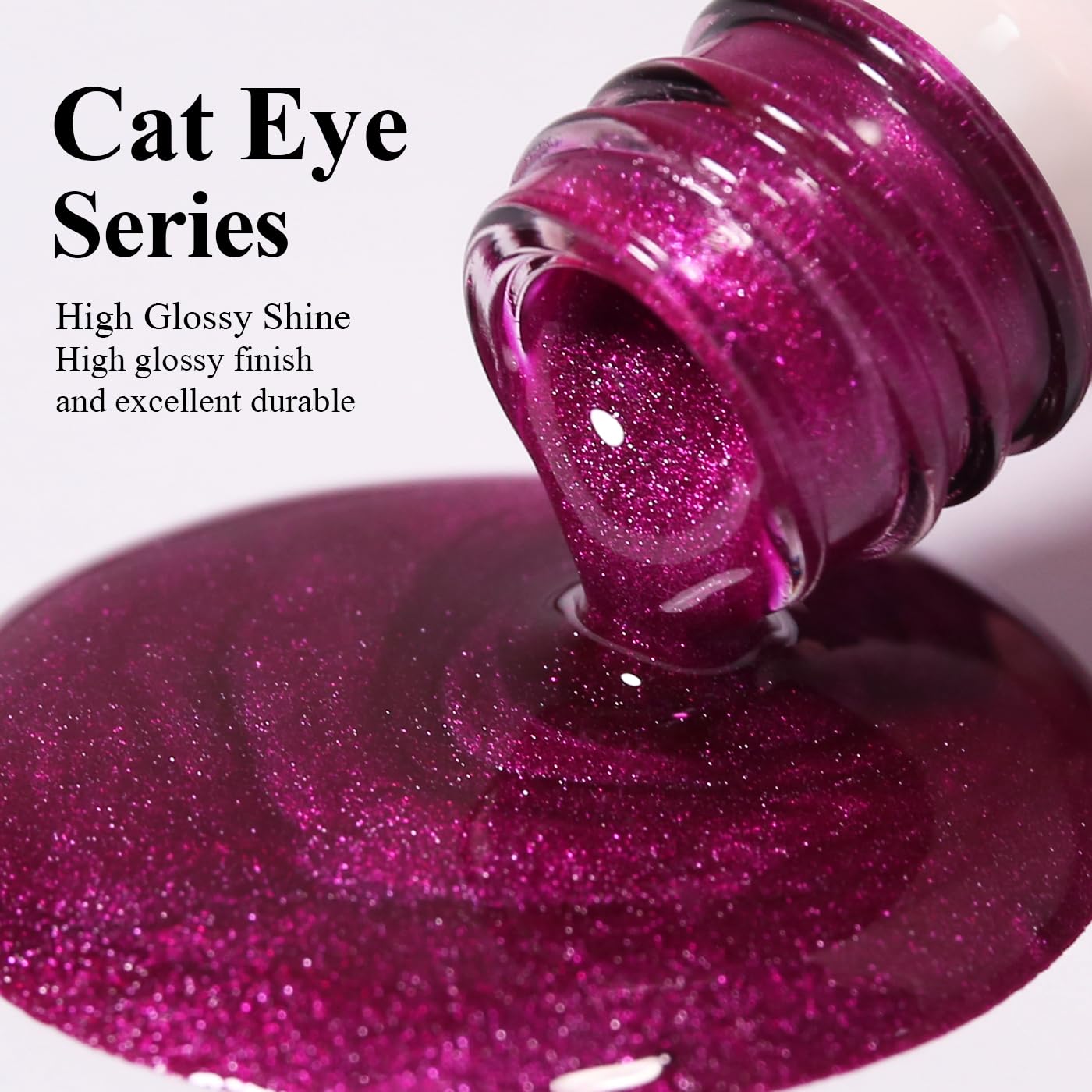 Imtiti Cat Eye Gel Nail Polish, Hot Pink Holographic Magnetic Crystal Nail Gel Polish With Magnet Glittery Galaxy Spring Summer Kit Soak Off UV Led 10ML-Velvo Beauty