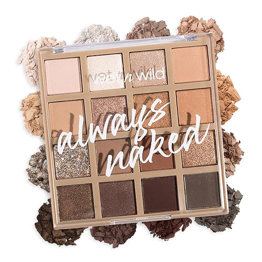 wet n wild Always Naked Palette, Nude Neutral Eye Makeup, Blendable, Warm And Cool Nude Pigments, Matte, Shimmer, Glitter, Creamy Smooth-Velvo Beauty