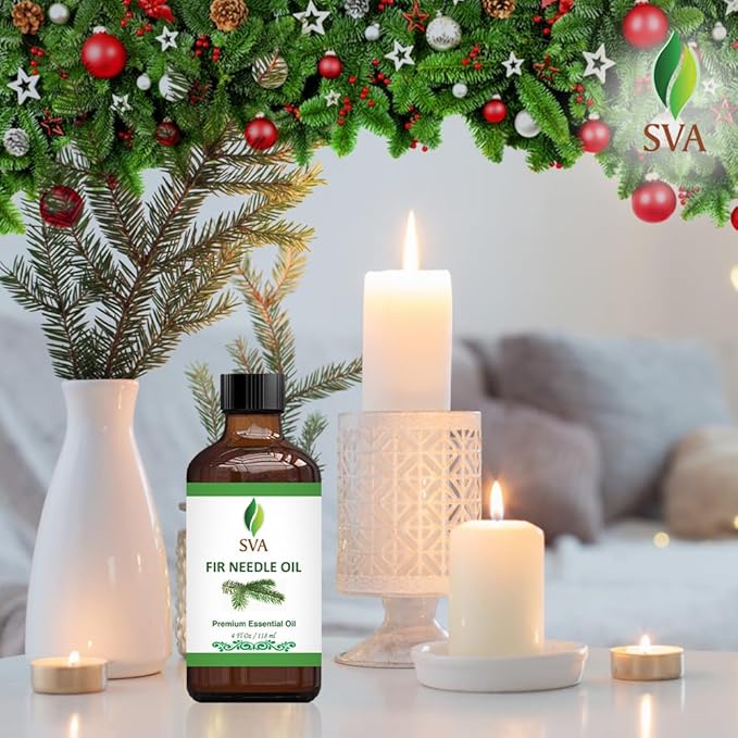 SVA Fir Needle Essential Oil – 4 Fl Oz – 100% Natural Fir Needle Oil - for Diffuser, Hair Care, Face, Skin Care, Aromatherapy, Scalp and Body Massage, Soap and Candle Making – with Dropper-Velvo Beauty