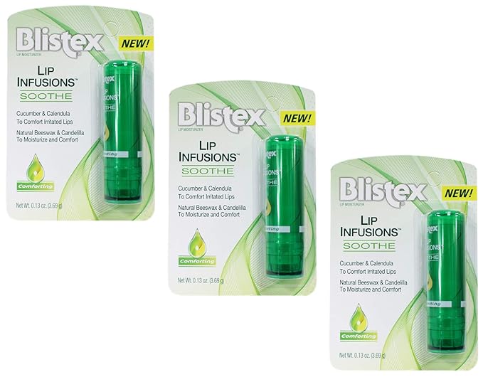 Blistex Lip Infusions Soothe Lip Moisturizer 0.13 Ounce (3 Pack)-Velvo Beauty