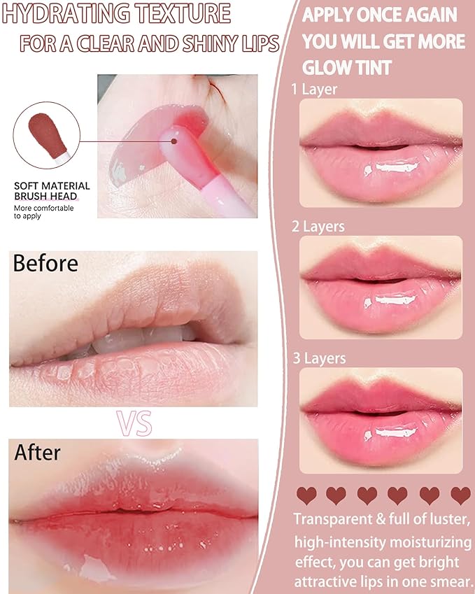 Lip Glow Oil, Mahogany, Lip Care Product with Hydrating Plumping Lip Gloss, Clear Tinted Lip Oil for Dry Lips, Nourishing Lip Gloss Oil, Christmas Makeup Gift for Women-Velvo Beauty