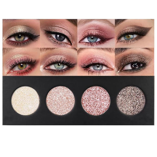 4 Colors Highlight Pink-Purple Eyeshadow Palette, SHANY Cosmetics Shimmer Eyeshadow Palette, Cruelty-Free and Vegan Formula, Glitter Shimmer Eyeshadow for Professional Makeup-Velvo Beauty
