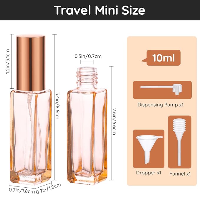Segbeauty 5pcs 10ML Perfume Travel Refillable, Mini Cologne Perfume Bottles Empty, Portable Atomizer Sprayer for Perfume Travel Size Spray Bottle Pocket Glass Spray Bottles Toiletries Sample Dispenser-Velvo Beauty