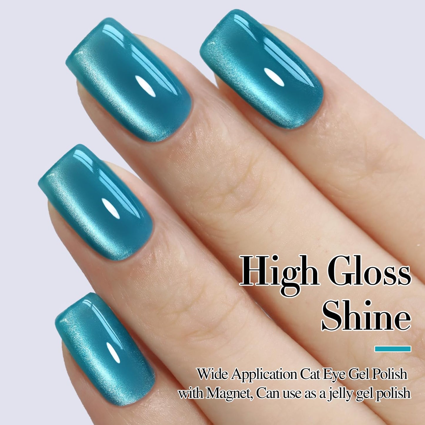 Double Rhythm Jelly Glass Cat Eye Gel Polish with Magnet 15ML Holographic Glitter Shimmer Translucent Sheer Color Magnetic Polish Salon DIY at Home (Jelly Teal-MC1120)-Velvo Beauty